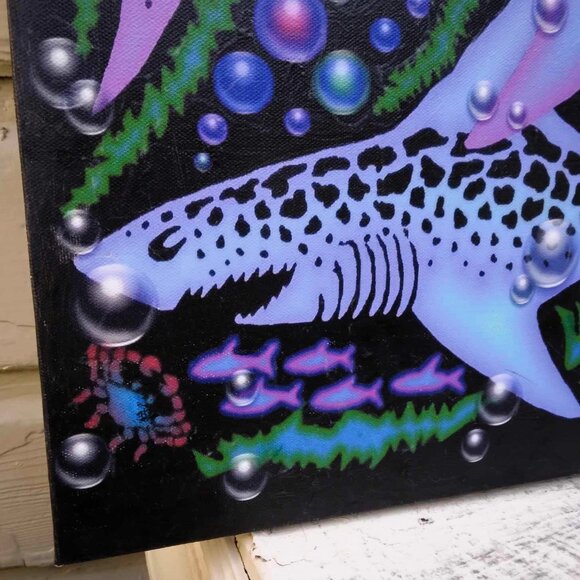 Sharks Bubbles Digital Mixed Media on Canvas Wrap - Picture 6 of 13